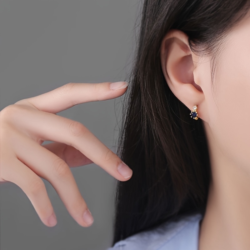 Mini Blue Imitation Synthetic Cubic Zirconia Earrings